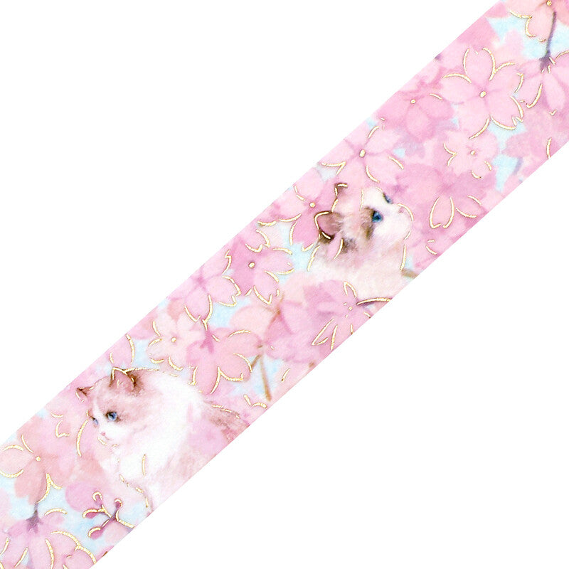 Flowers & Cats Foil-Stamped Washi Tape - Blossom