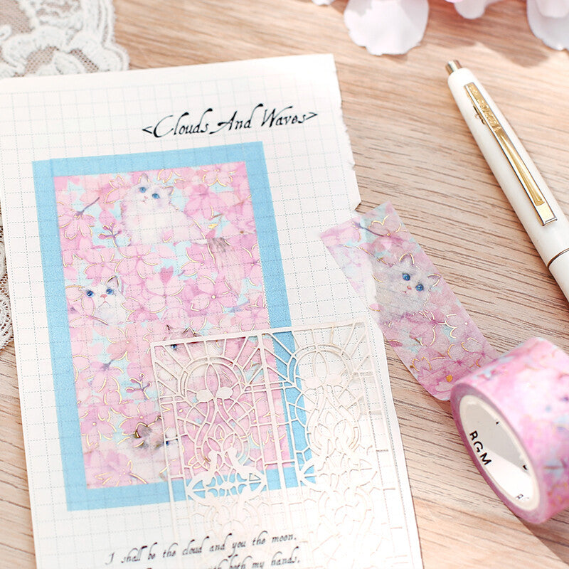 Flowers & Cats Foil-Stamped Washi Tape - Blossom