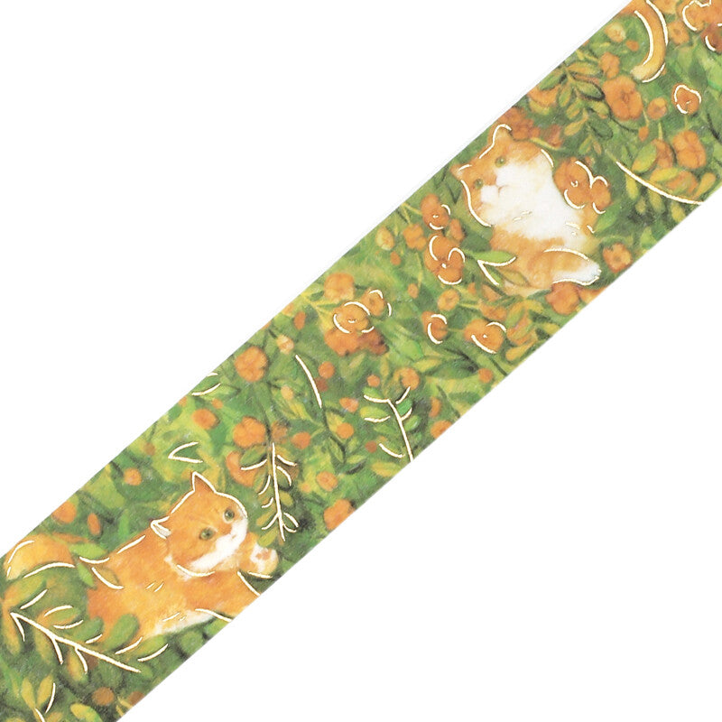 Flowers & Cats Foil-Stamped Washi Tape - Find Me