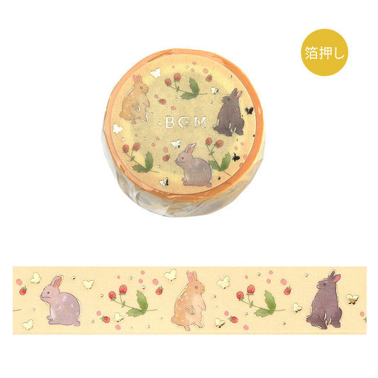 Rabbit Country Foil-Stamped Washi Tape - Raspberry