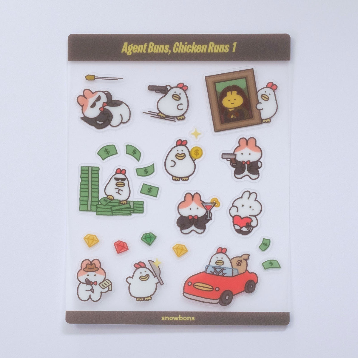 Agent Buns, Chicken Runs Sticker Sheet (Set of 2)