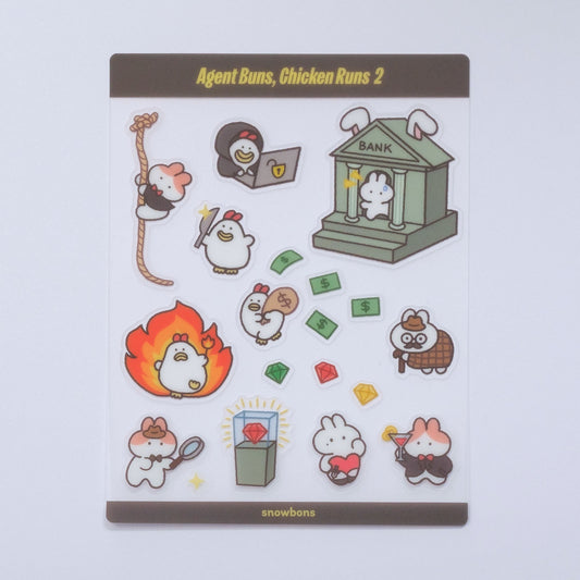 Agent Buns, Chicken Runs Sticker Sheet (Set of 2)
