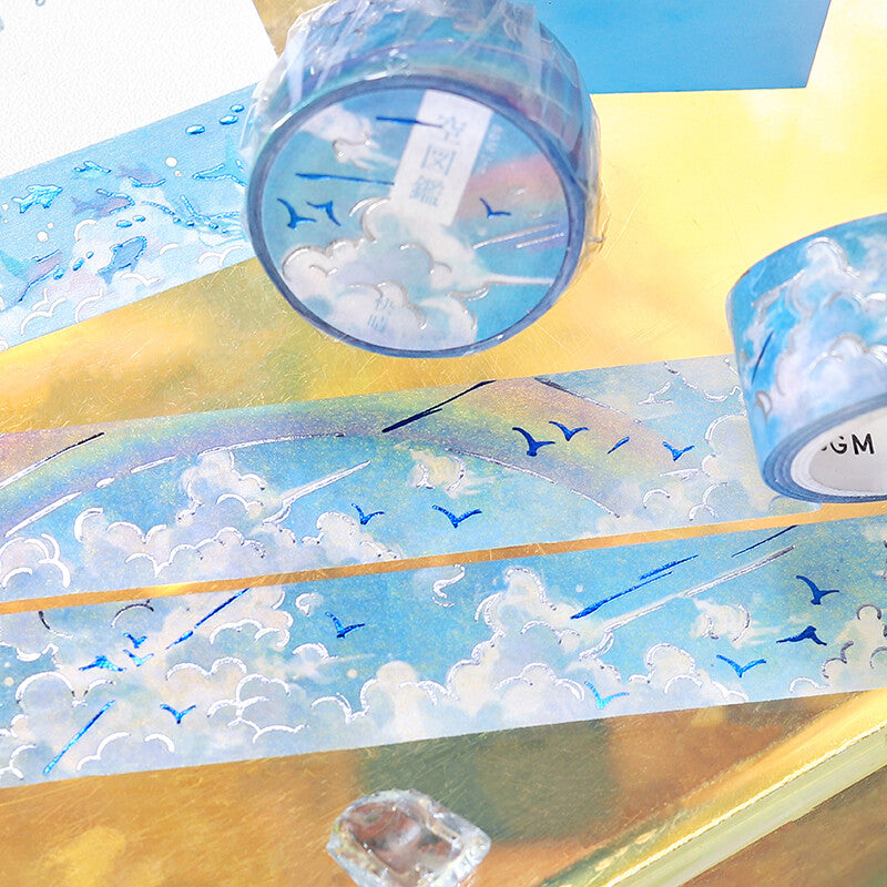 Sky Picture Book Foil-Stamped Masking Tape - Clear Skies