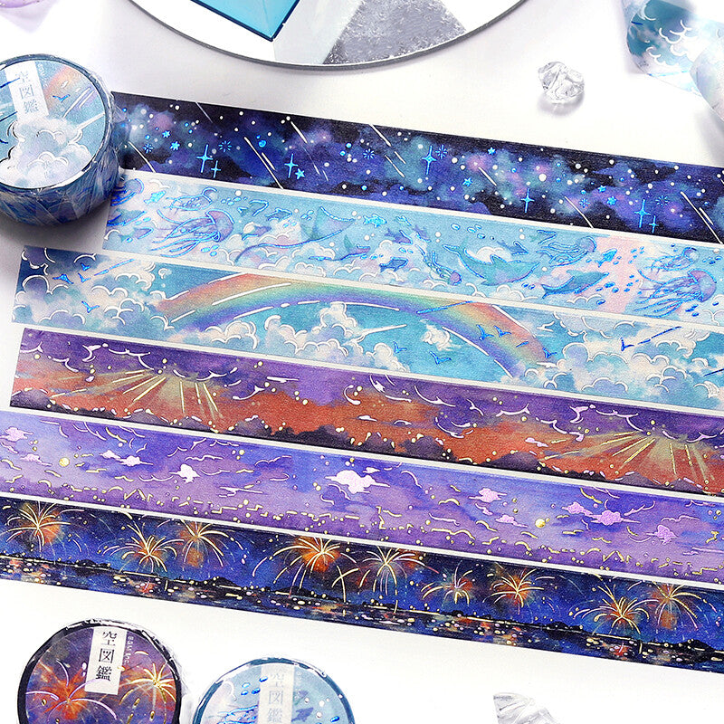 Sky Picture Book Foil-Stamped Masking Tape - Evening Dusk