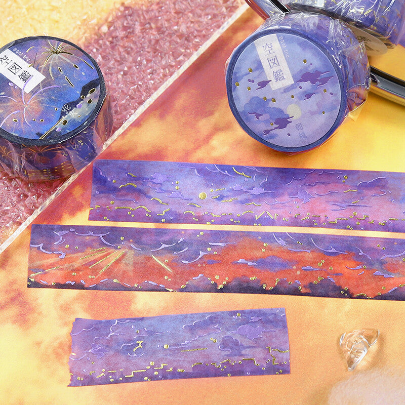 Sky Picture Book Foil-Stamped Masking Tape - Evening Dusk