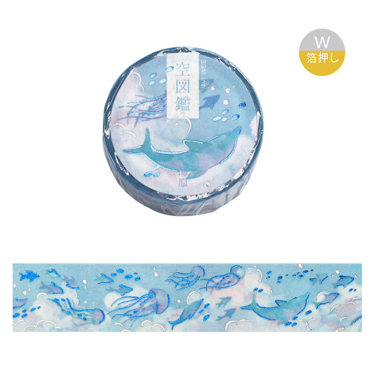 Sky Picture Book Foil-Stamped Masking Tape - Ocean