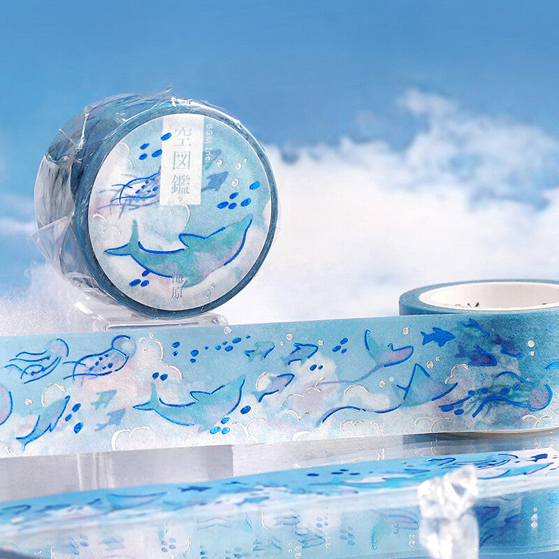 Sky Picture Book Foil-Stamped Masking Tape - Ocean