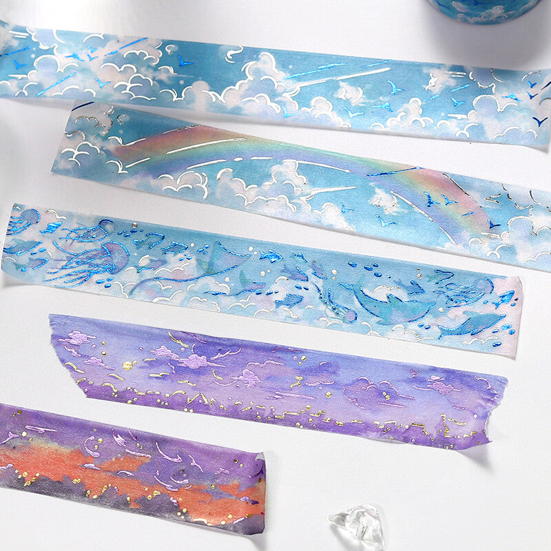 Sky Picture Book Foil-Stamped Masking Tape - Evening Dusk