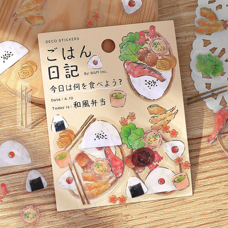 Gohan Diary Clear Flake Stickers - Japanese Style Bento