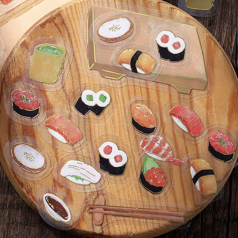 Gohan Diary Clear Flake Stickers - Sushi