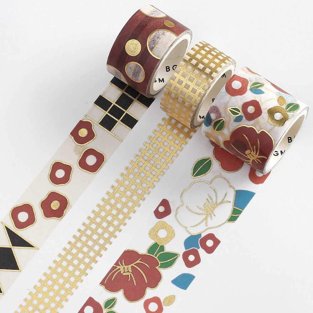 Japanese Kimono Washi Tape Set - Camellia