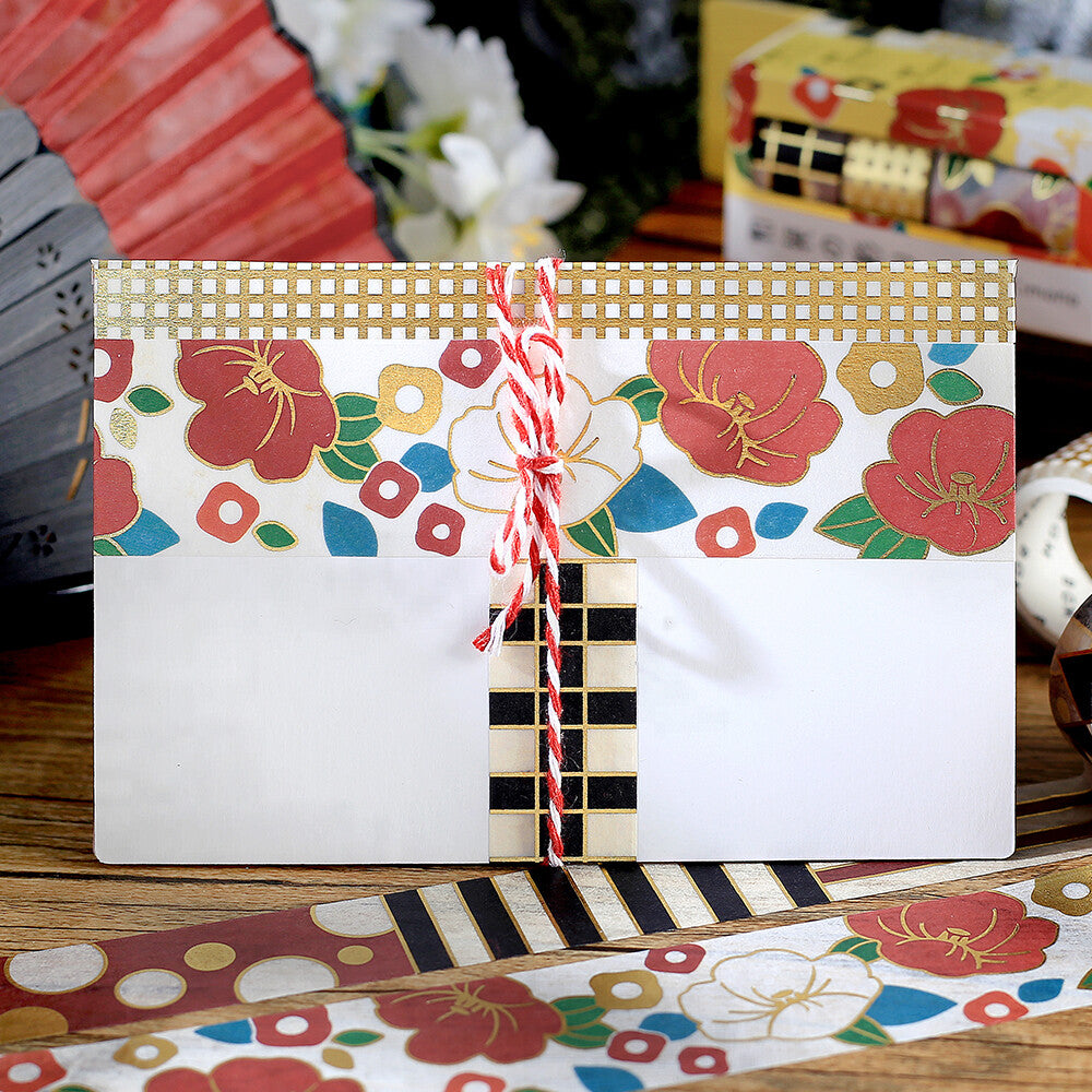 Japanese Kimono Washi Tape Set - Camellia