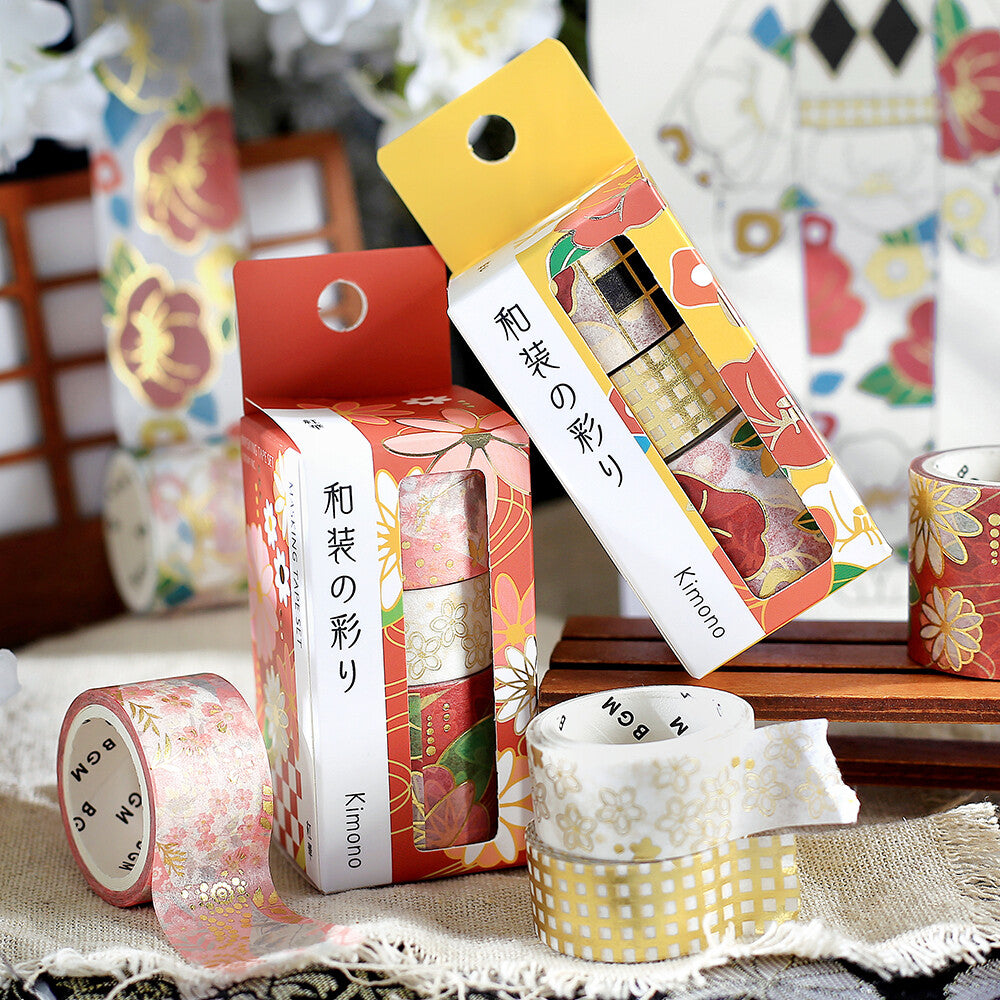 Japanese Kimono Washi Tape Set - Camellia