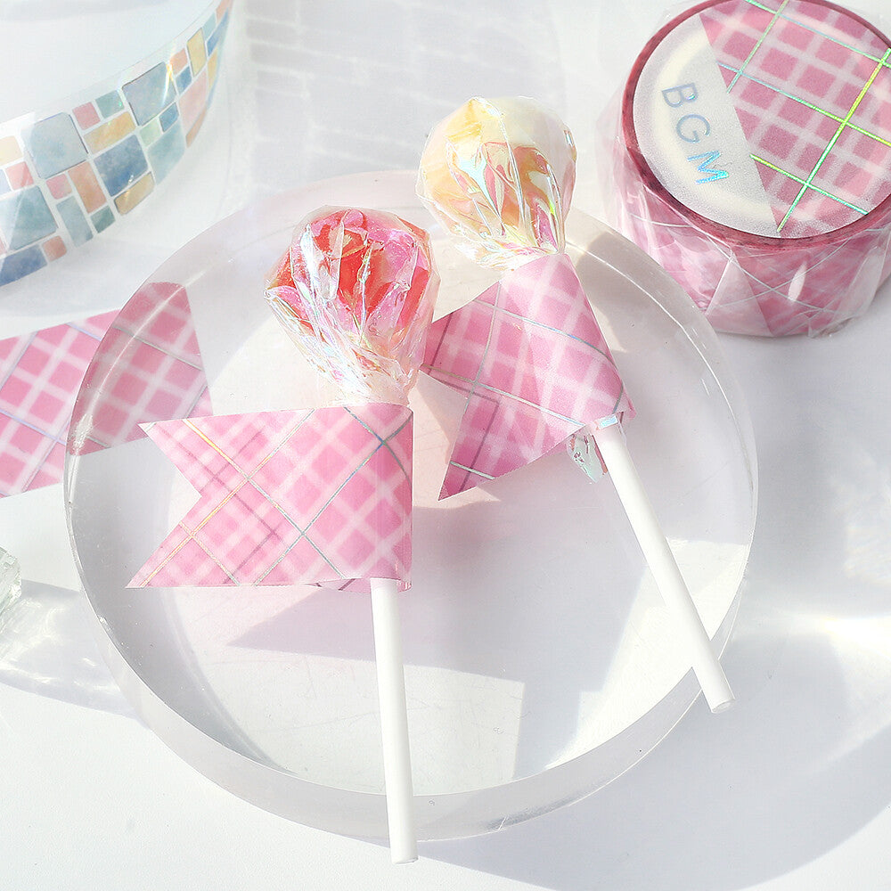 Pink Lattice - Holographic Foil Stamped Clear Tape