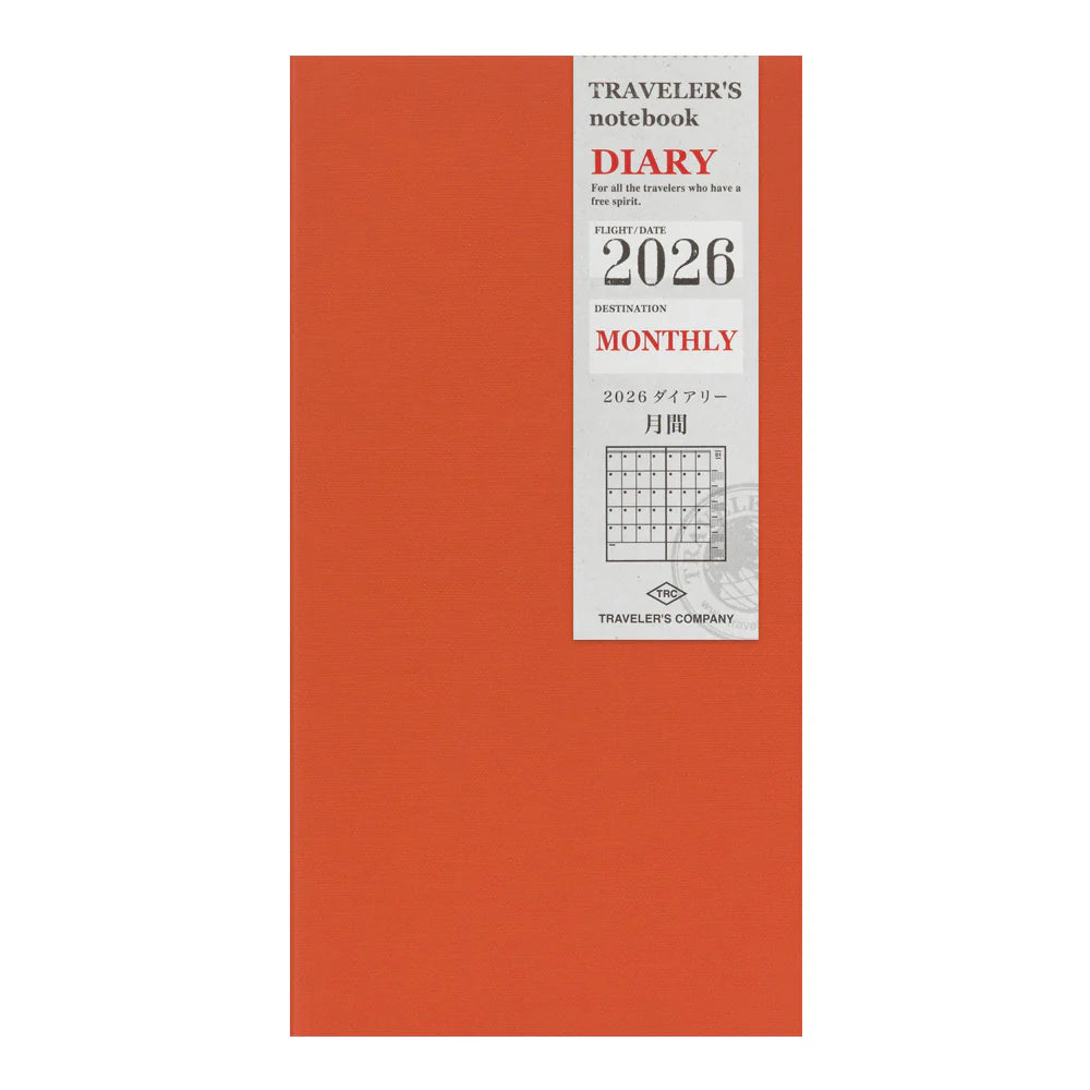 2026 Traveler's Notebook Diary Refill Monthly - Regular Size