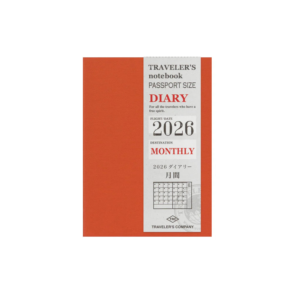 2026 Traveler's Notebook Diary Refill Monthly - Passport Size