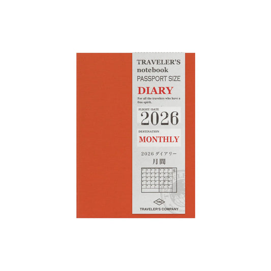 2026 Traveler's Notebook Diary Refill Monthly - Passport Size