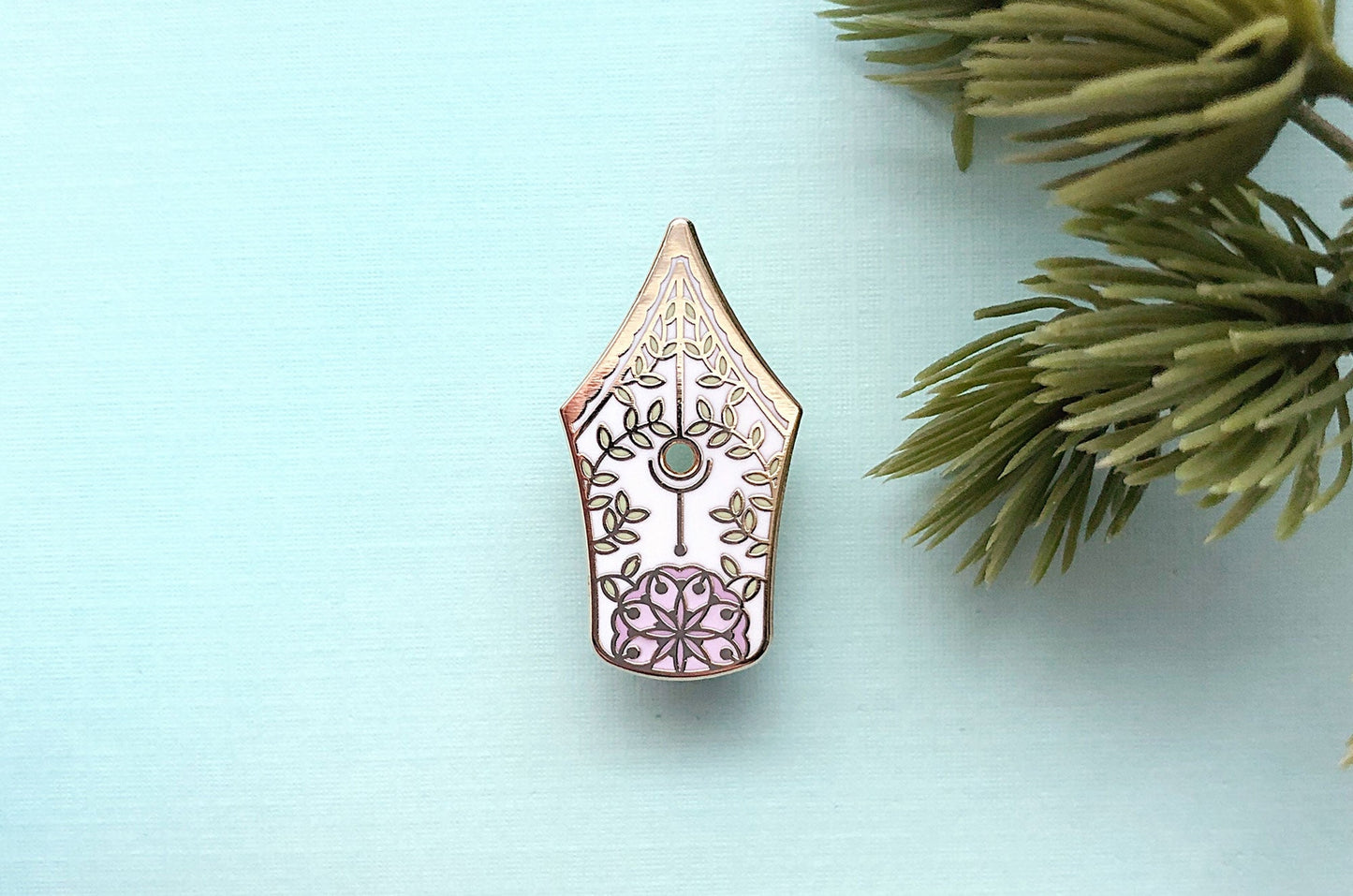 Floral Fountain Pen Enamel Pin