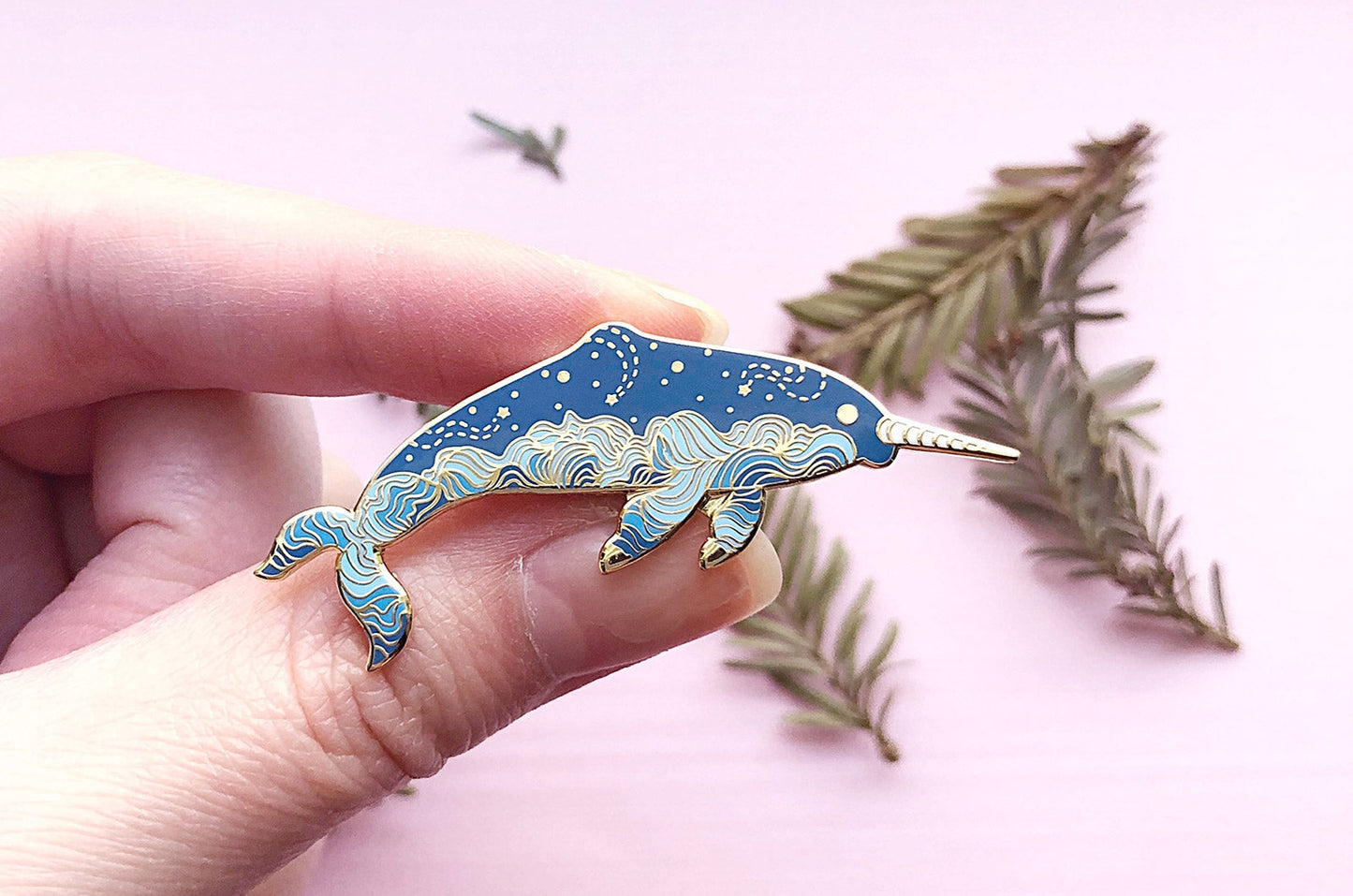 Sky Farer Cloudy Narwhal Enamel Pin