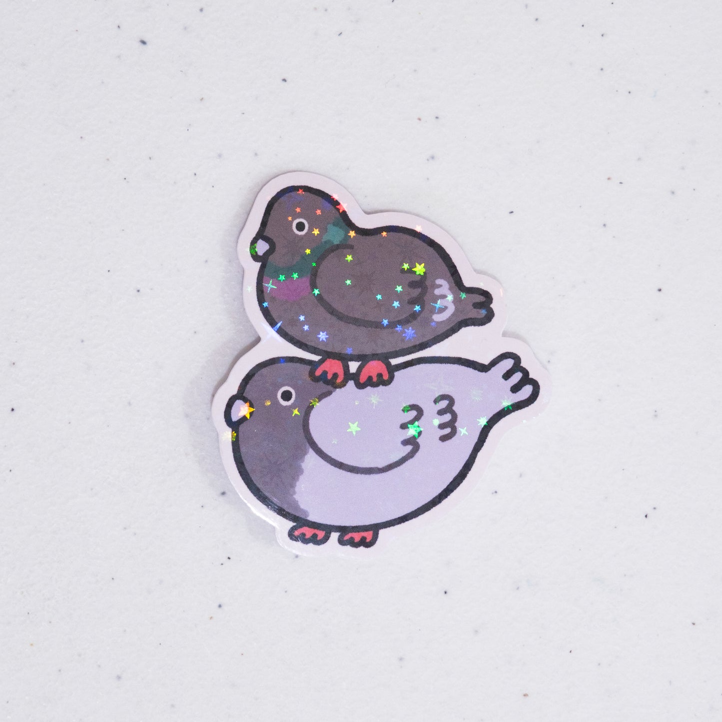Two Stacked Pigeons Large Vinyl Sticker