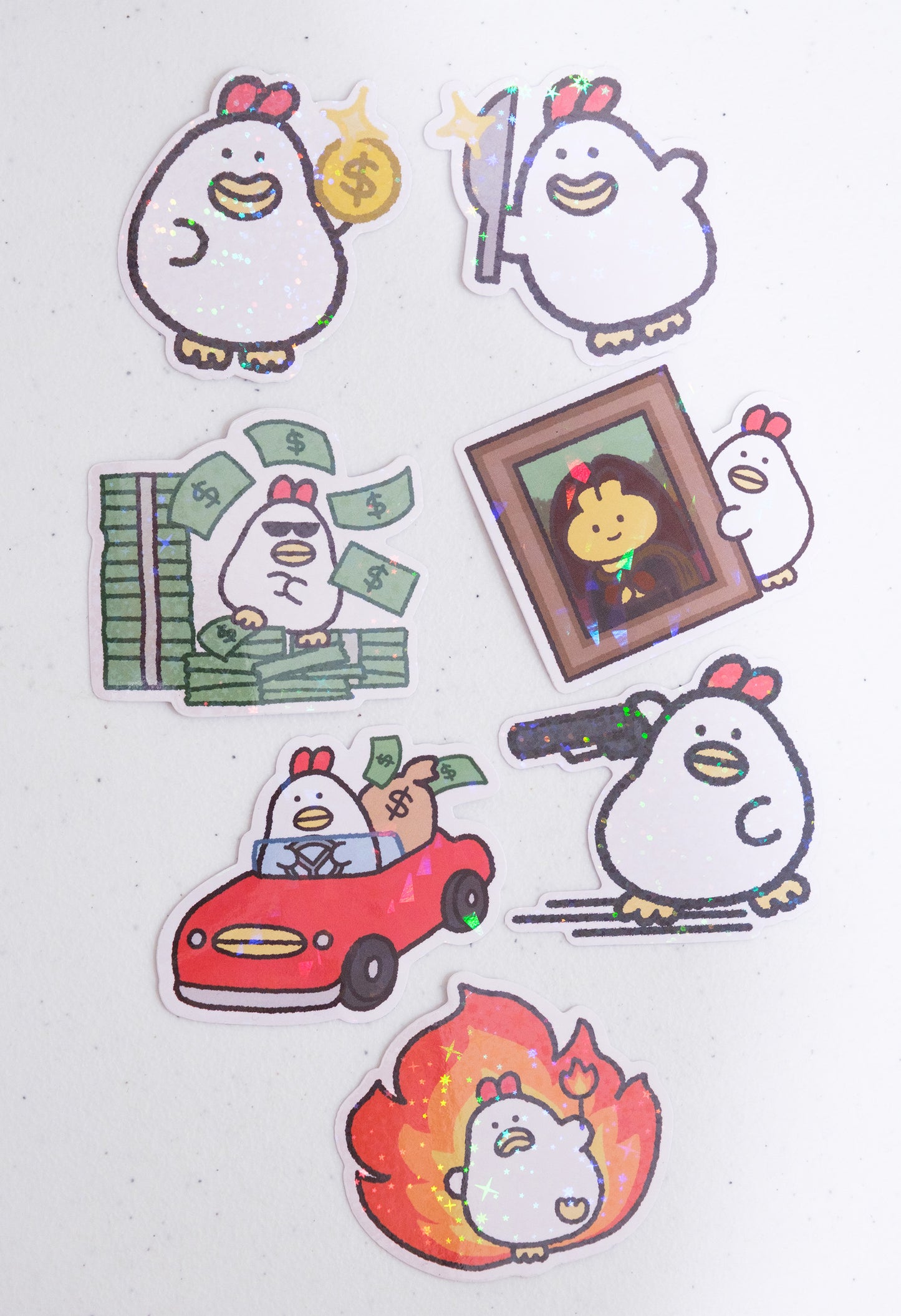 Chicken with Knife Large Vinyl Sticker