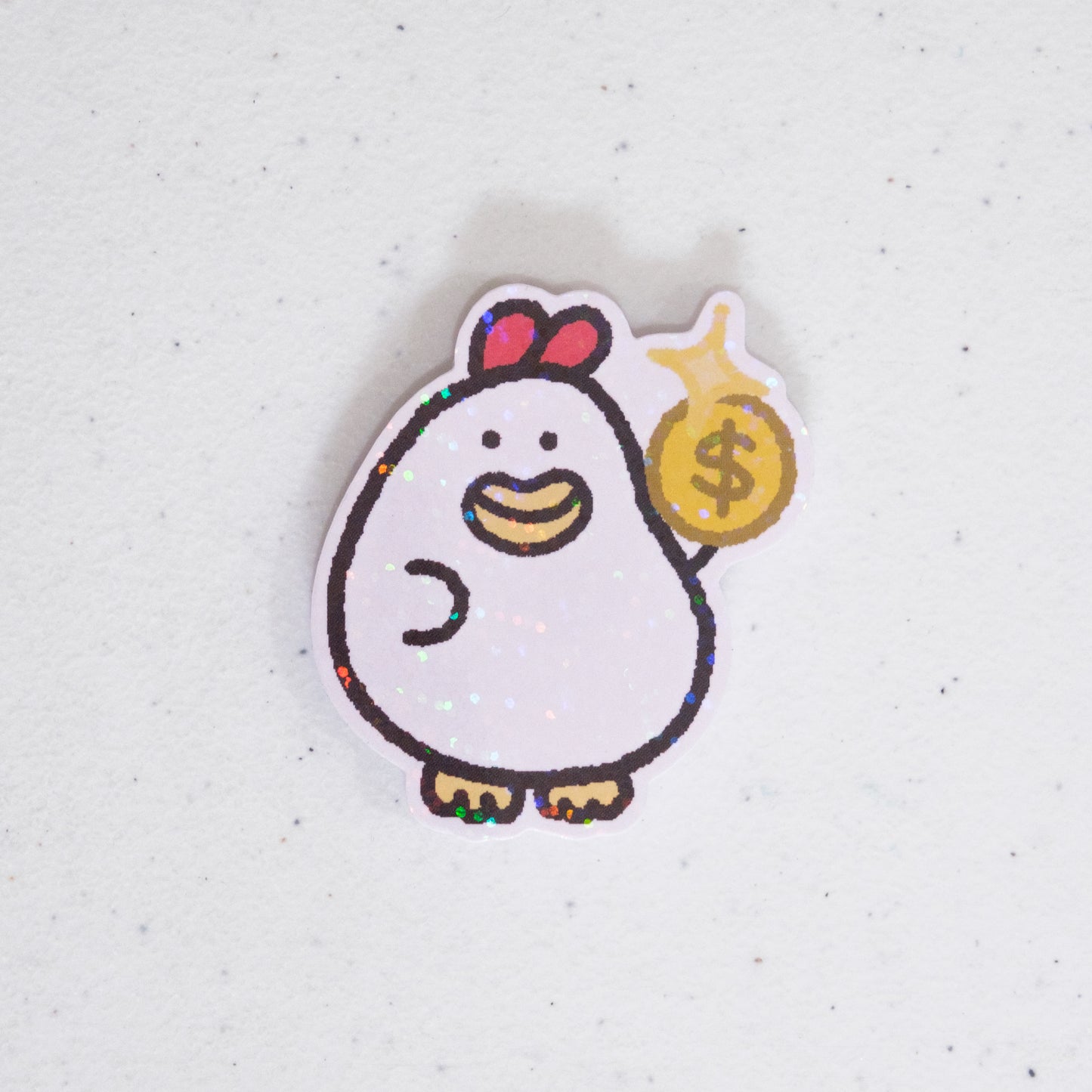 Chicken with Coin Large Vinyl Sticker