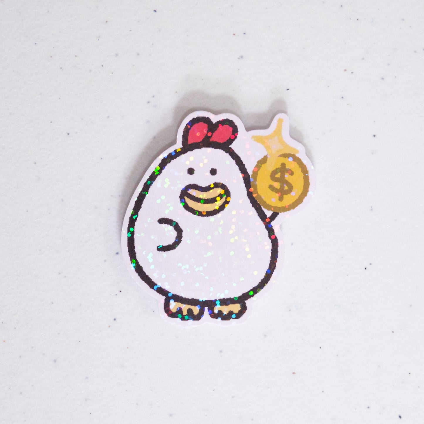 Chicken with Coin Large Vinyl Sticker