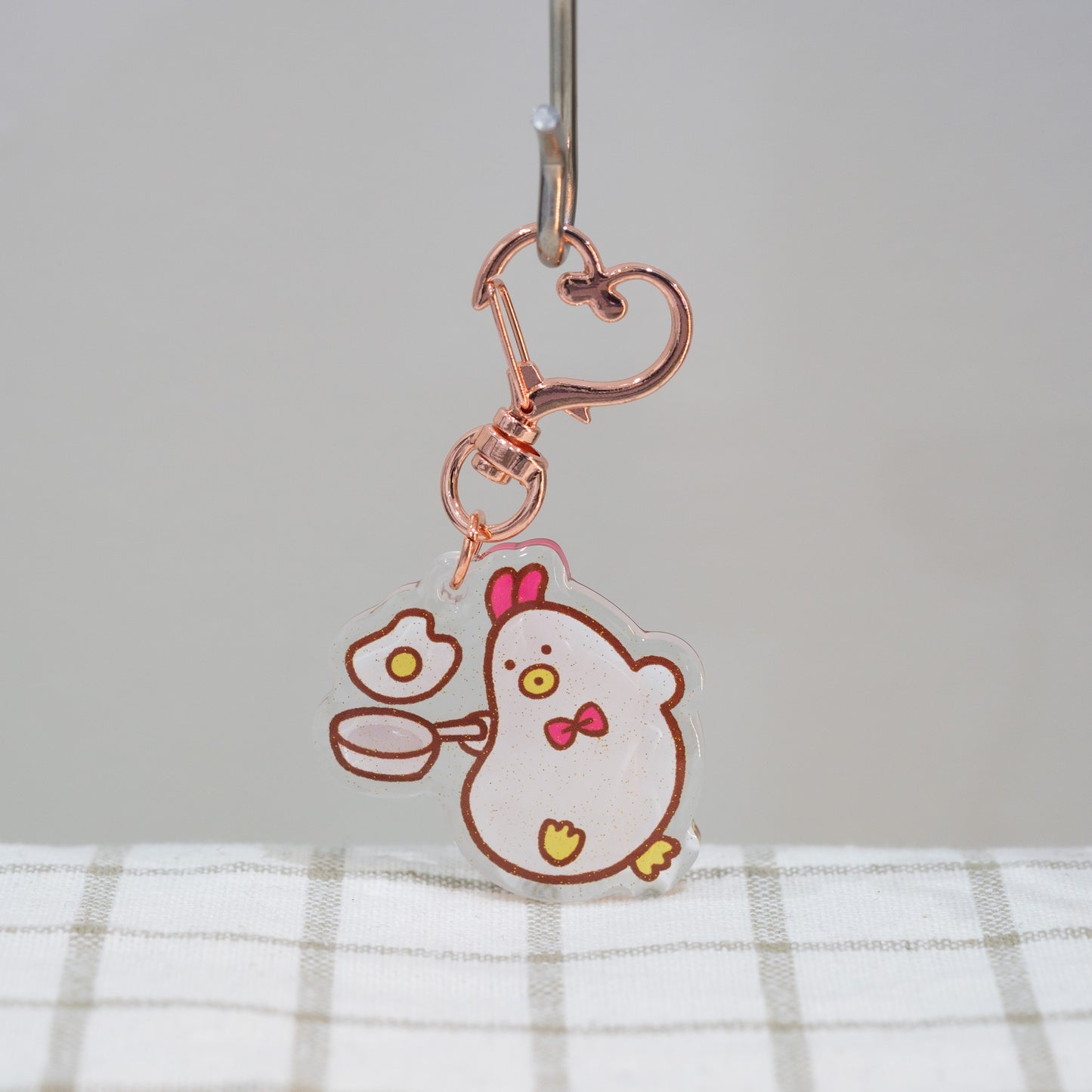 Chicken with Fried Egg Keychain