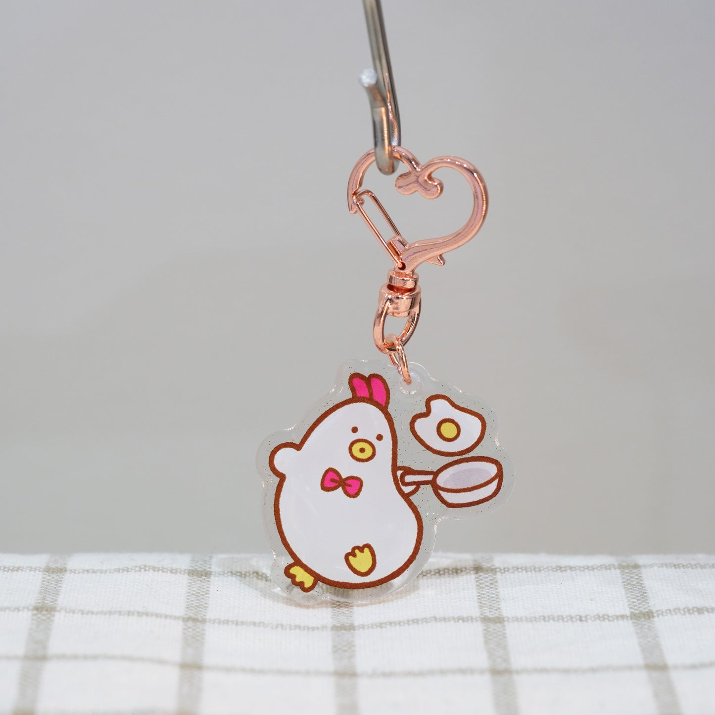 Chicken with Fried Egg Keychain