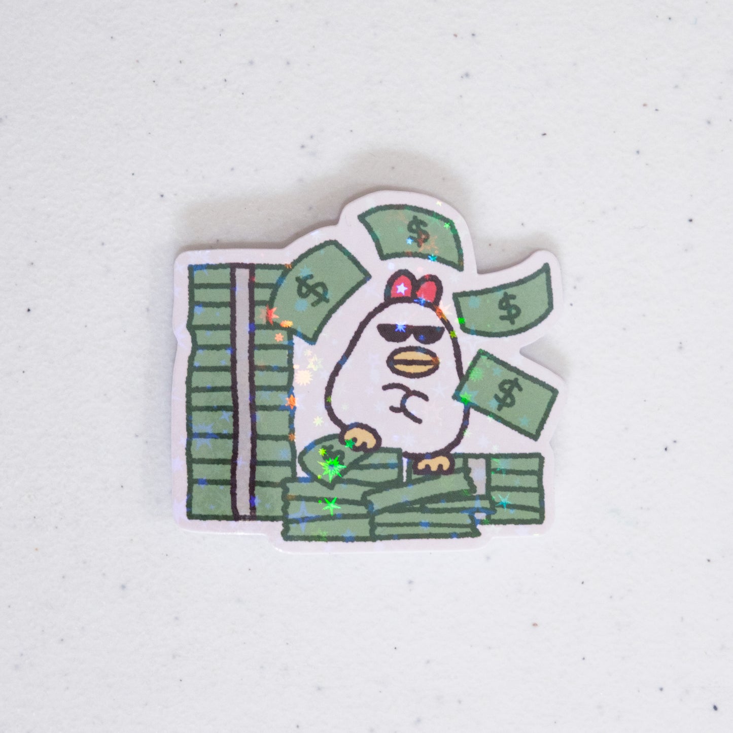 Gangster Chicken with Money Large Vinyl Sticker