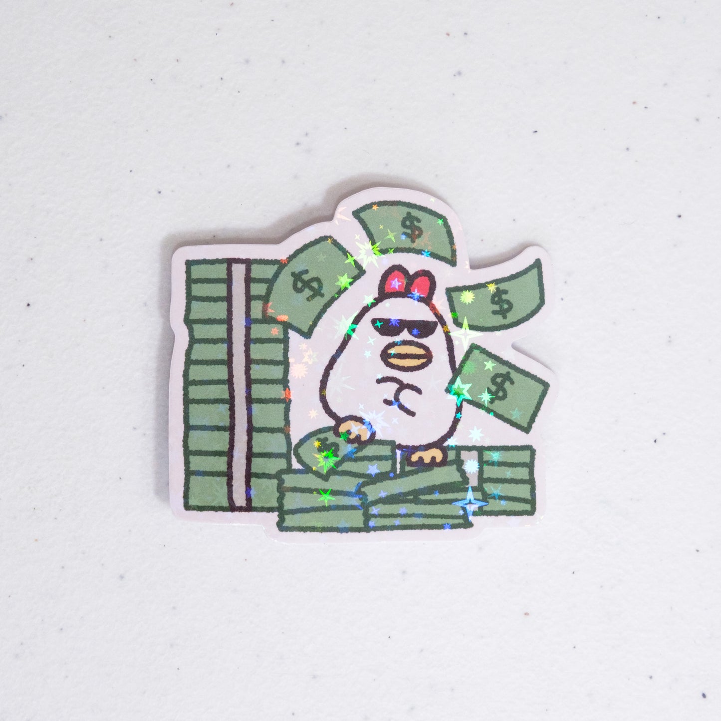 Gangster Chicken with Money Large Vinyl Sticker