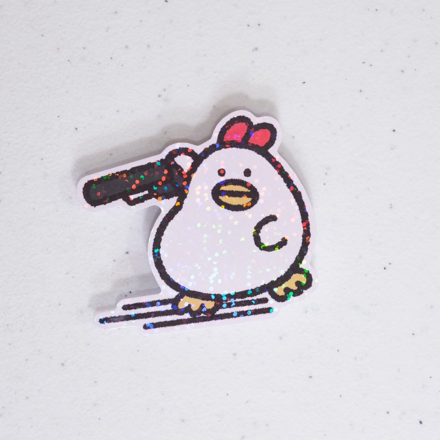 Chicken with Gun Large Vinyl Sticker