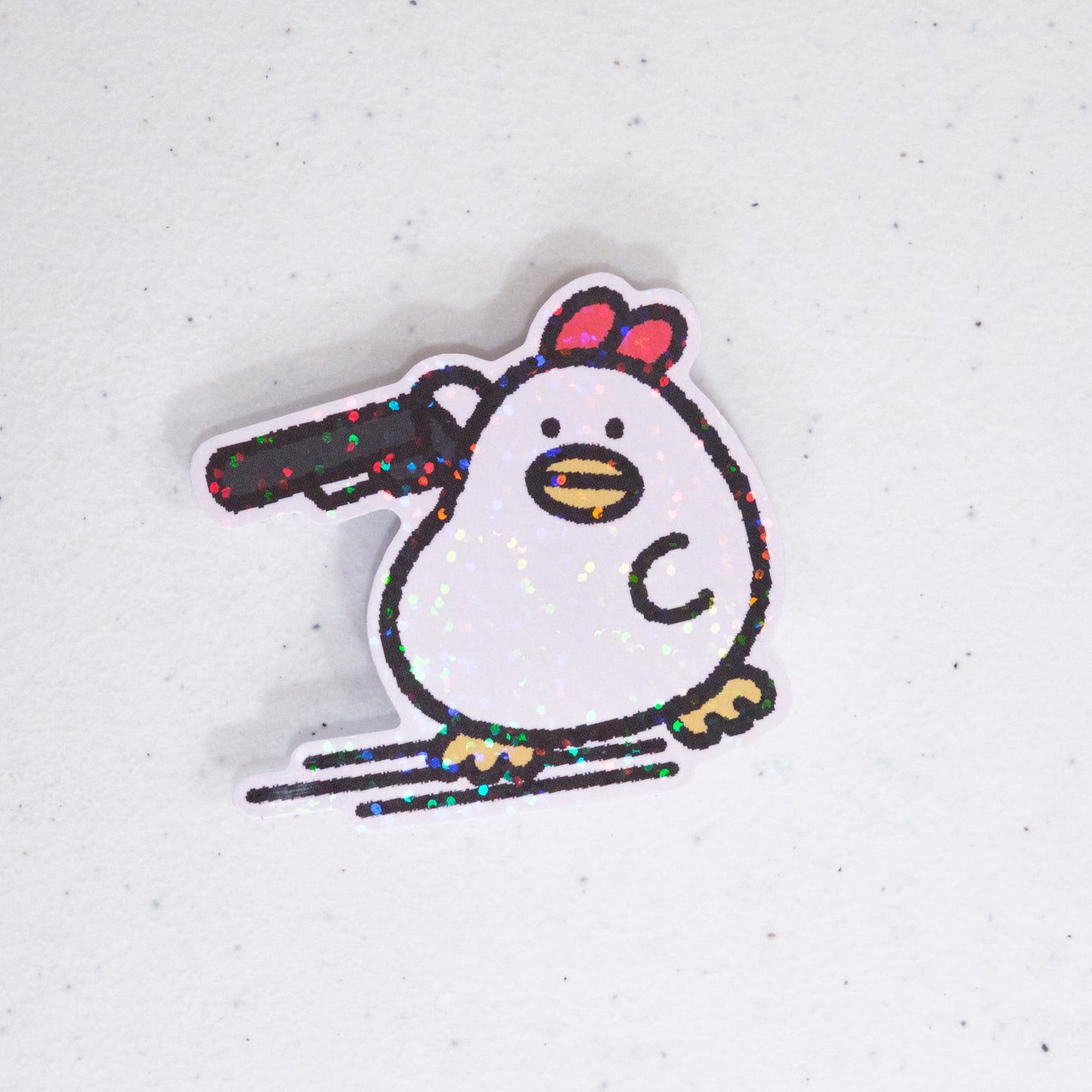 Chicken with Gun Large Vinyl Sticker