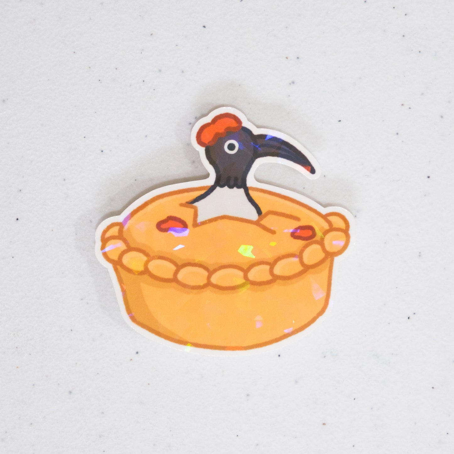 Bin Chicken in Pie Large Vinyl Sticker