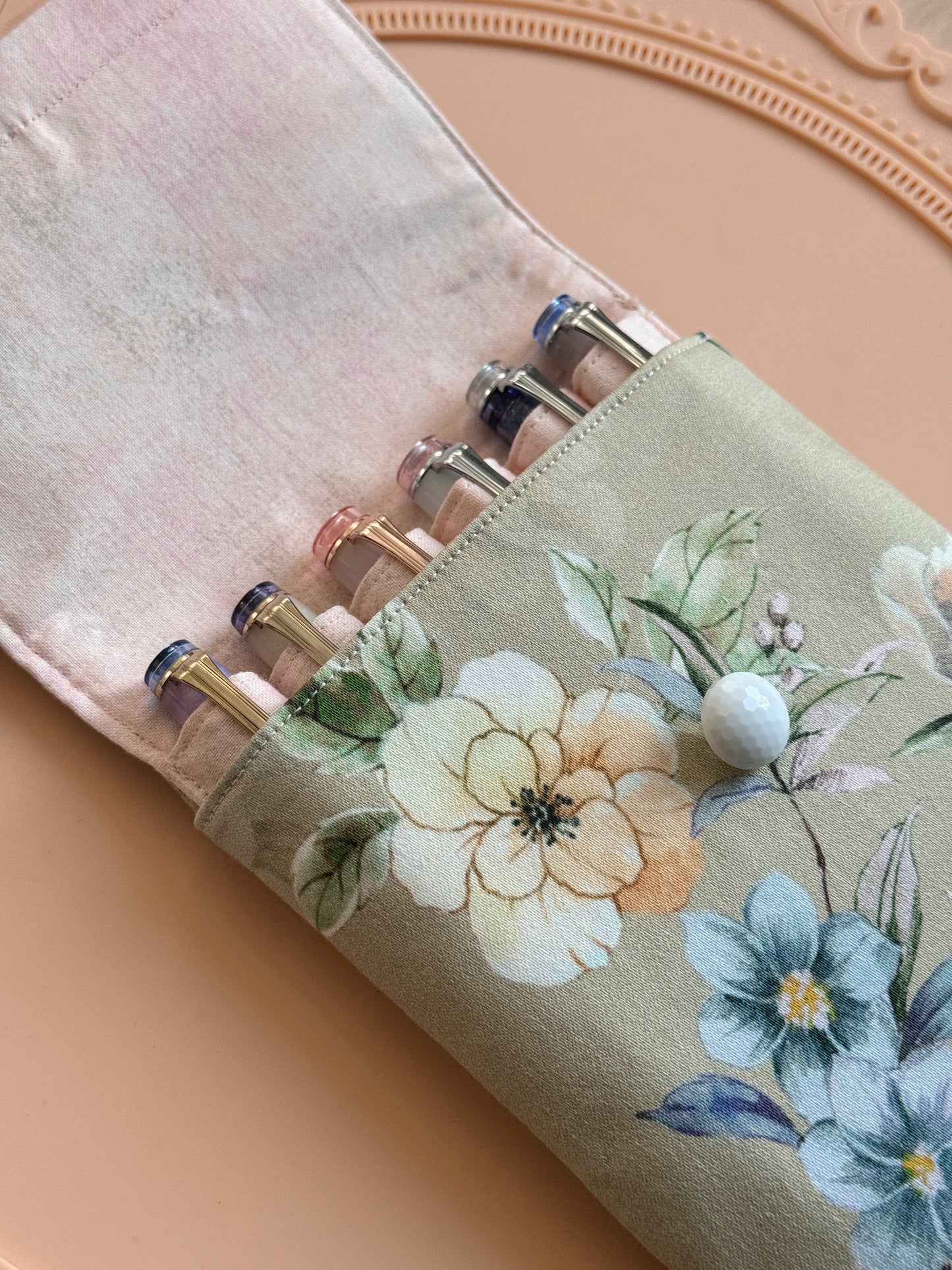 Handmade Beige Wildflowers 6 Slot Large Pen Case