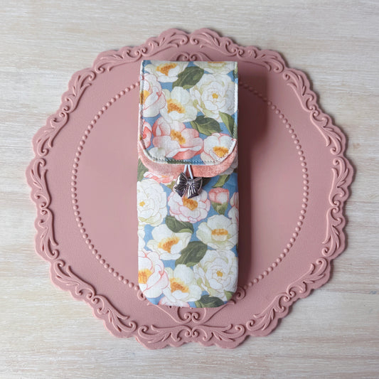Handmade Camellia Grove 3 Slot Pen Case