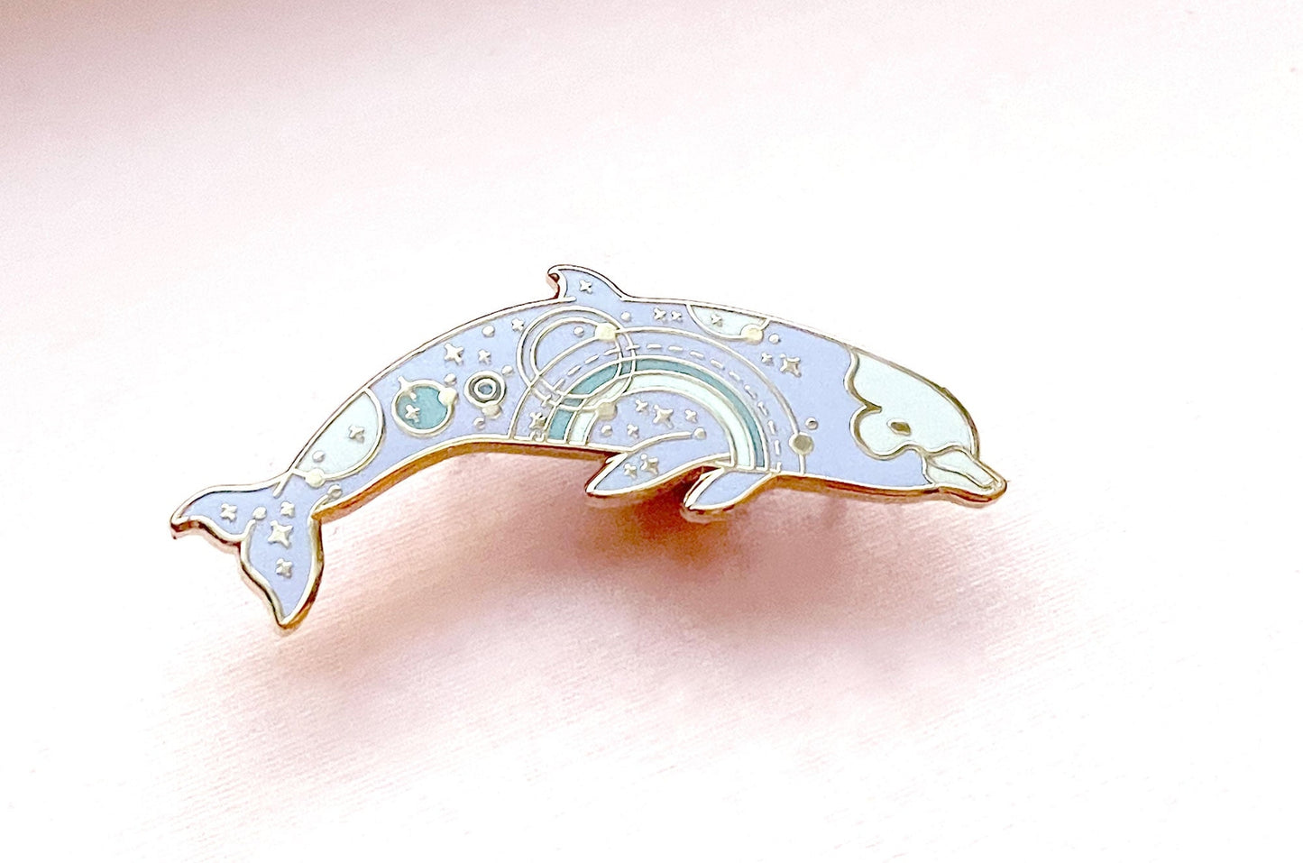 Orbital Glow Bottlenose Whale Enamel Pin