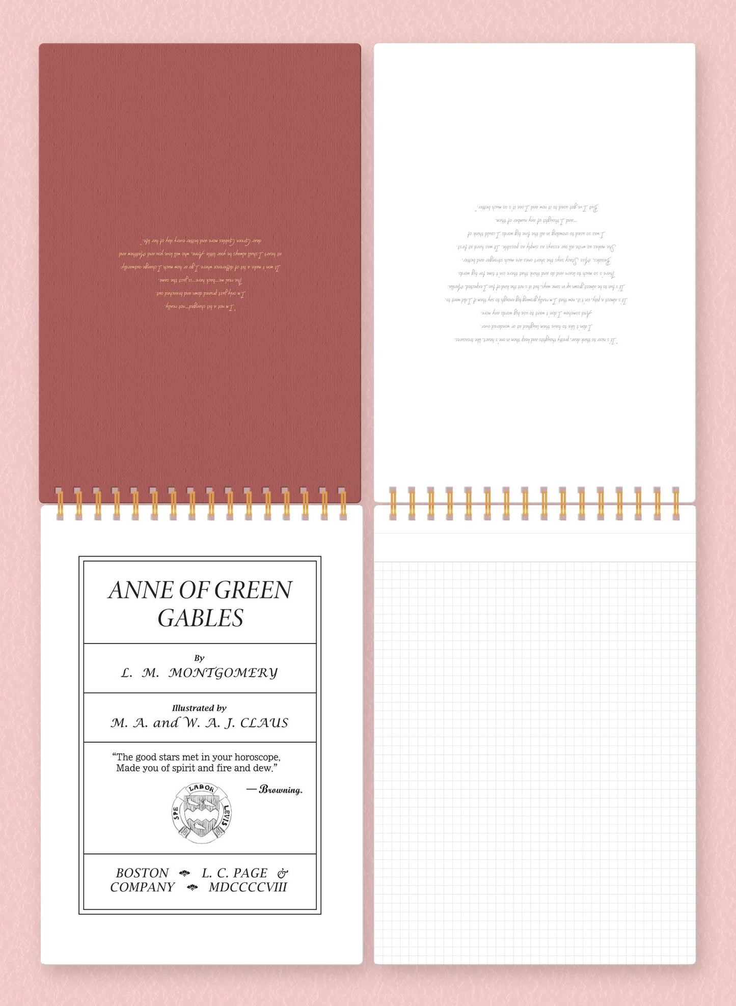 Anne of Green Gables Spiral Bound A5 Notebook - Grid