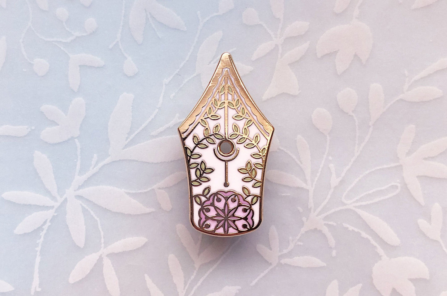 Floral Fountain Pen Enamel Pin