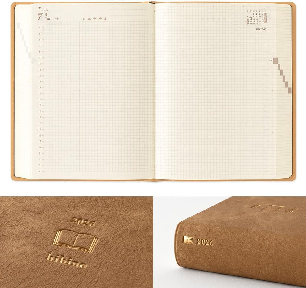 2026 Hibino Diary A6 - Camel