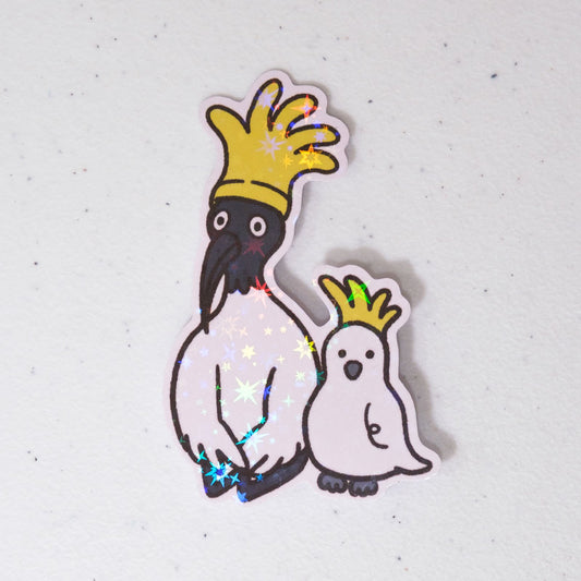 Bin Chicken with Cockatoo (Front) Large Vinyl Sticker