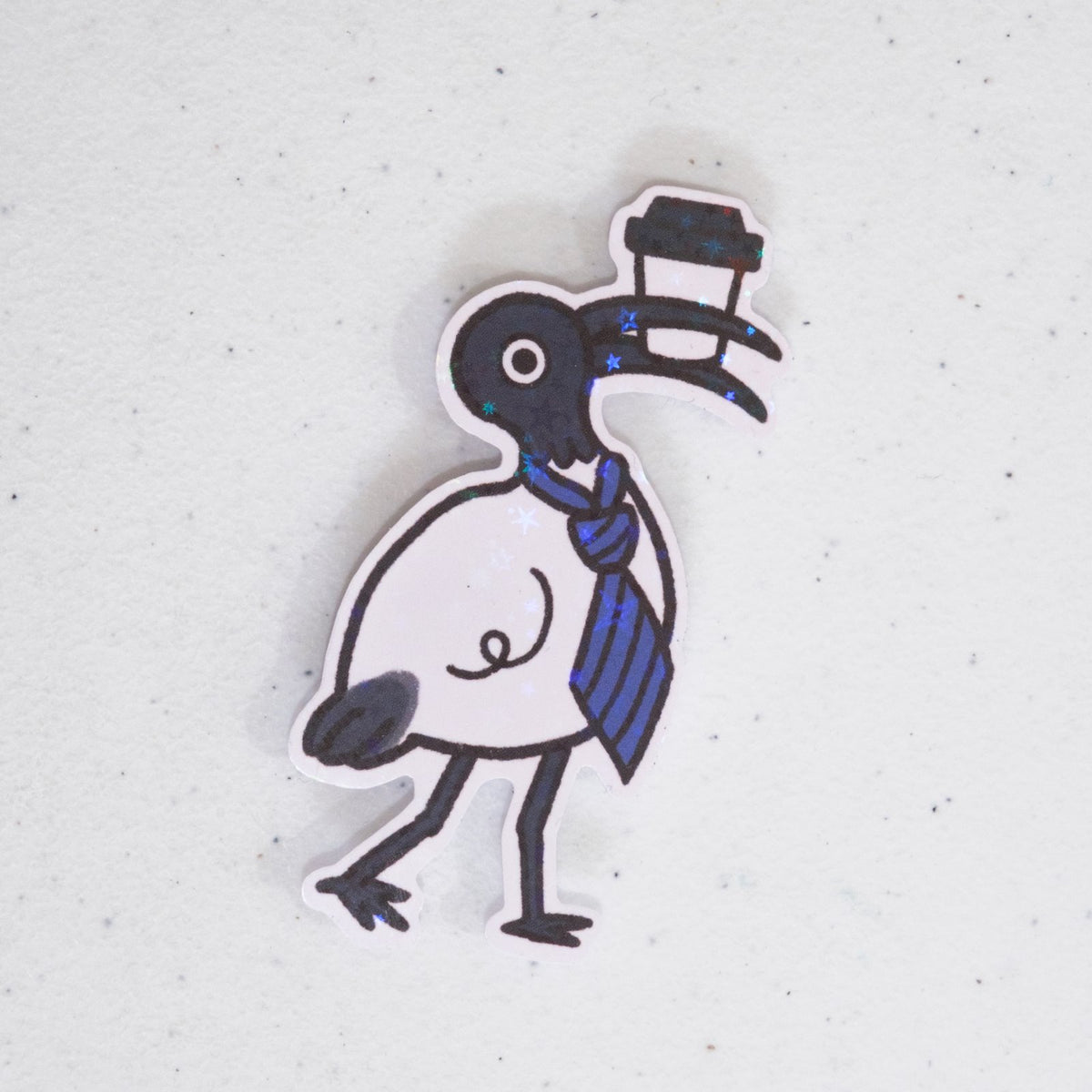 Bin Chicken with Coffee Large Vinyl Sticker