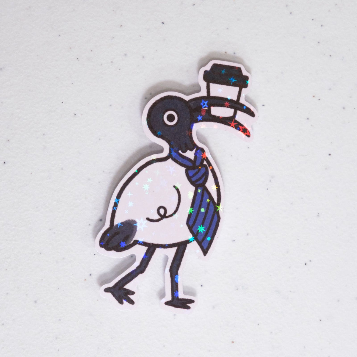 Bin Chicken with Coffee Large Vinyl Sticker