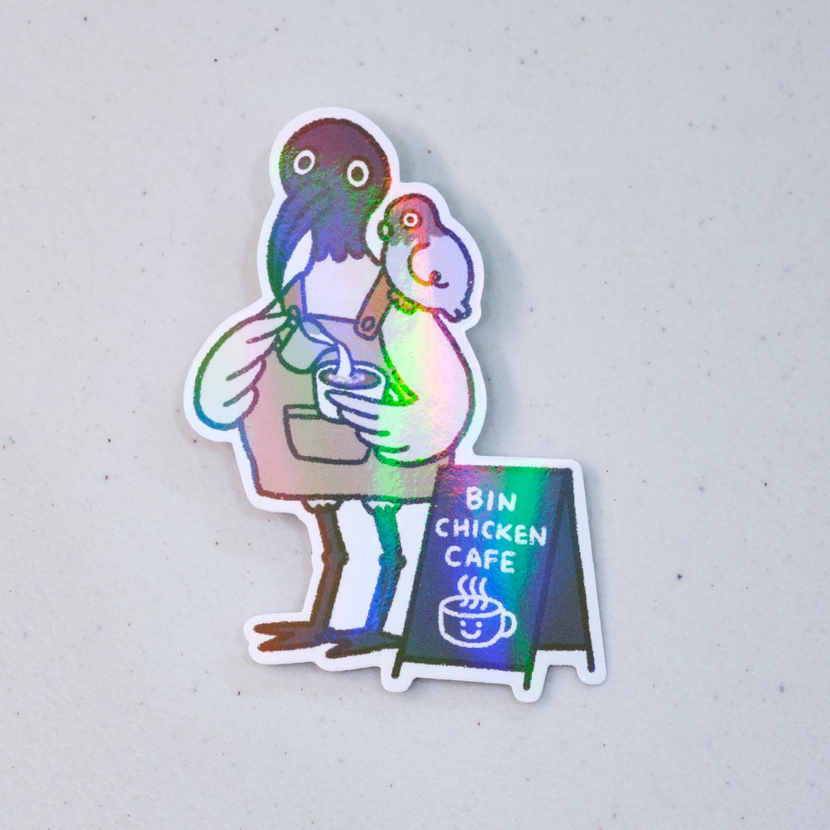 Bin Chicken Barrista Large Vinyl Sticker