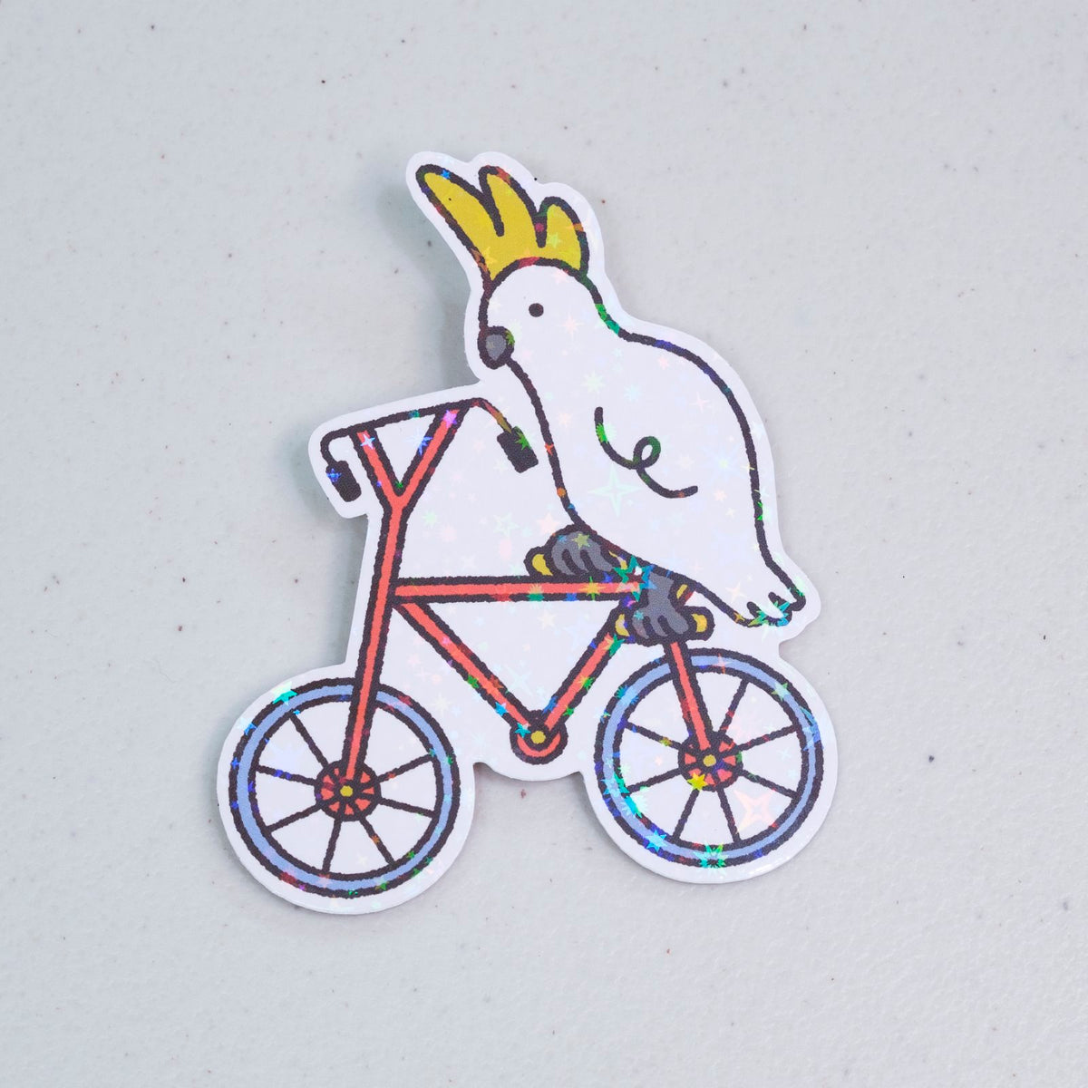 Cockatoo on Bicycle Large Vinyl Sticker