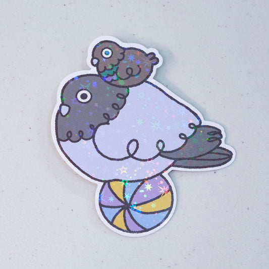 Giant Pigeon on Ball Large Vinyl Sticker