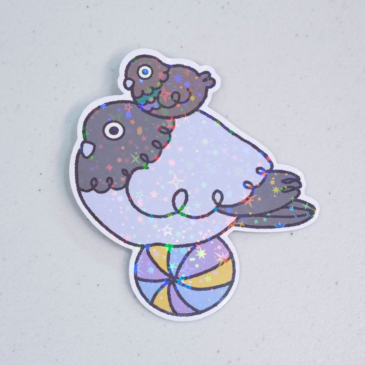 Giant Pigeon on Ball Large Vinyl Sticker