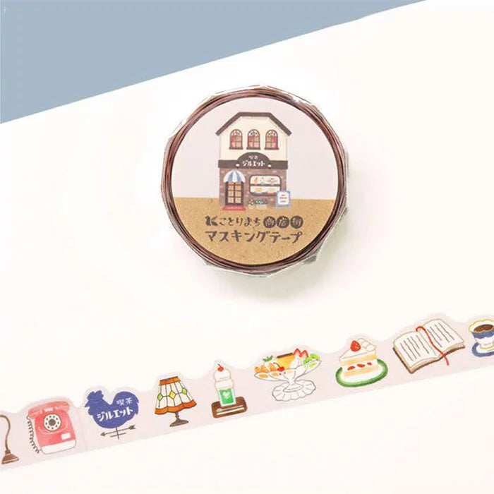 Kotorimachi Shotengai Die-Cut Masking Tape - Coffee Shop