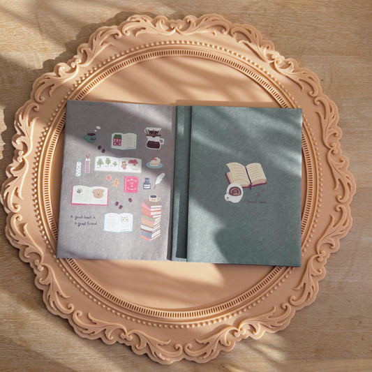 Mino Washi A6 Book Covers - Books and Coffee (Set of 2)