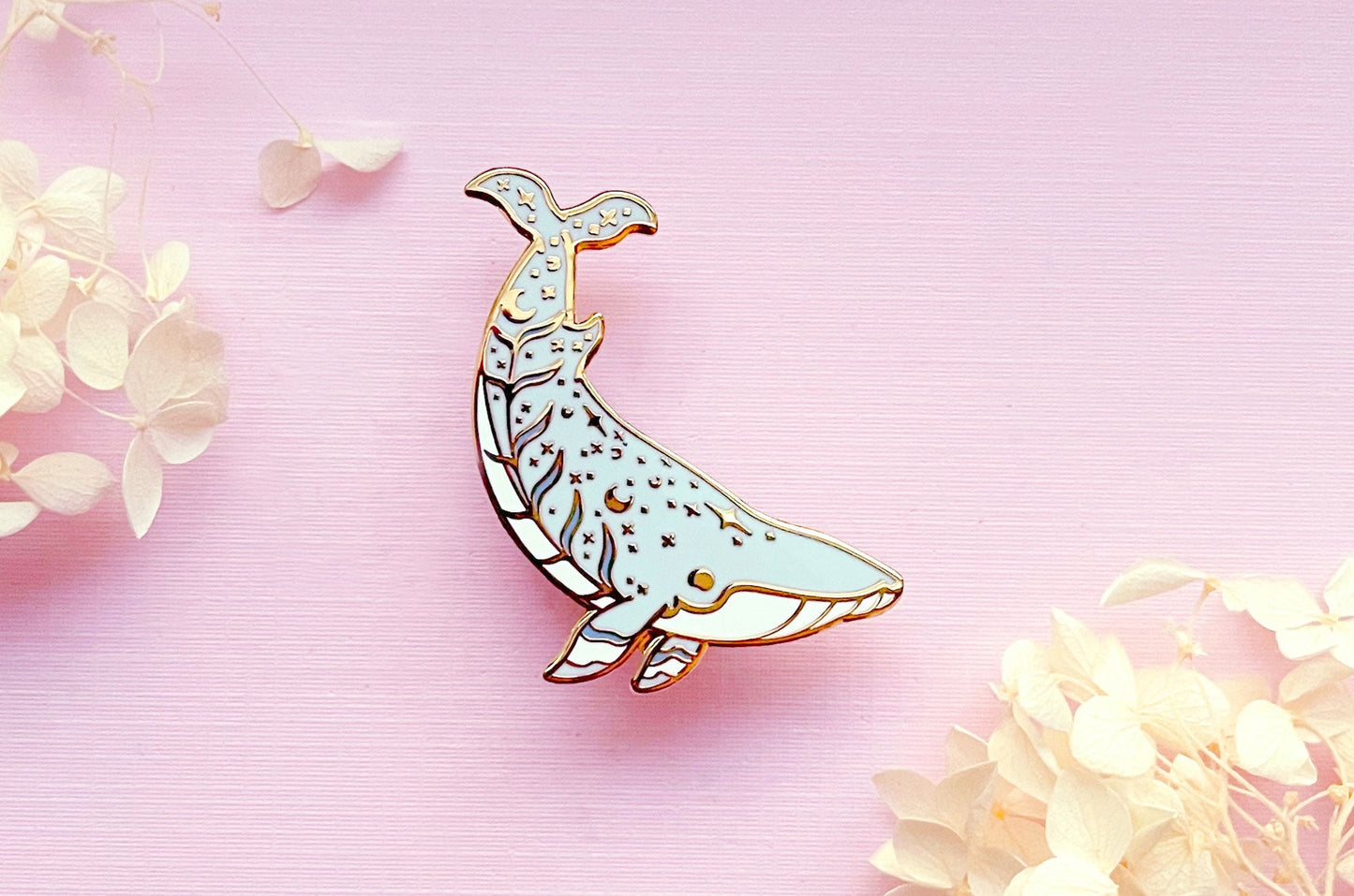 Moon Dedication Minke Whale Enamel Pin